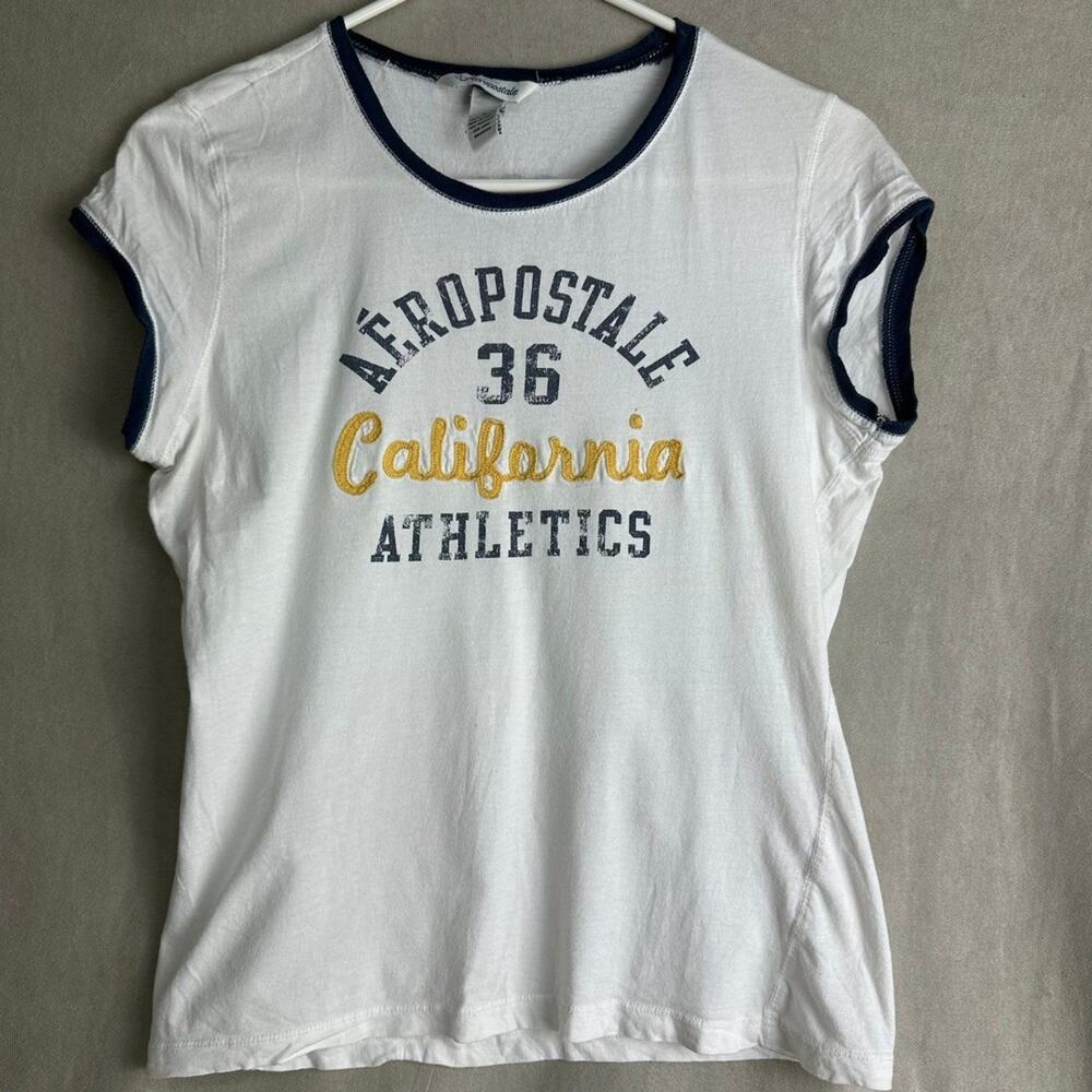 Aeropostale Y2k ringer t-shirt vintage elena gilbert graphic top baby tee medium